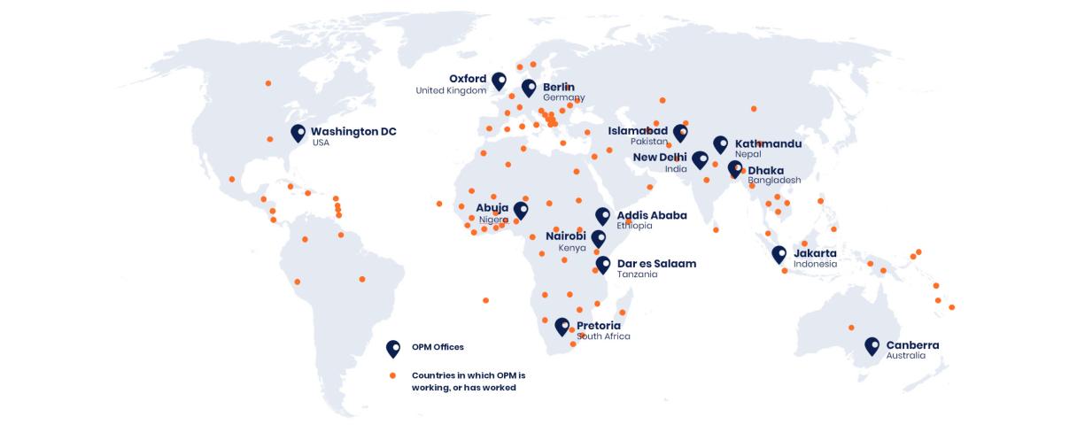 A map showing OPM's office locations and project locations