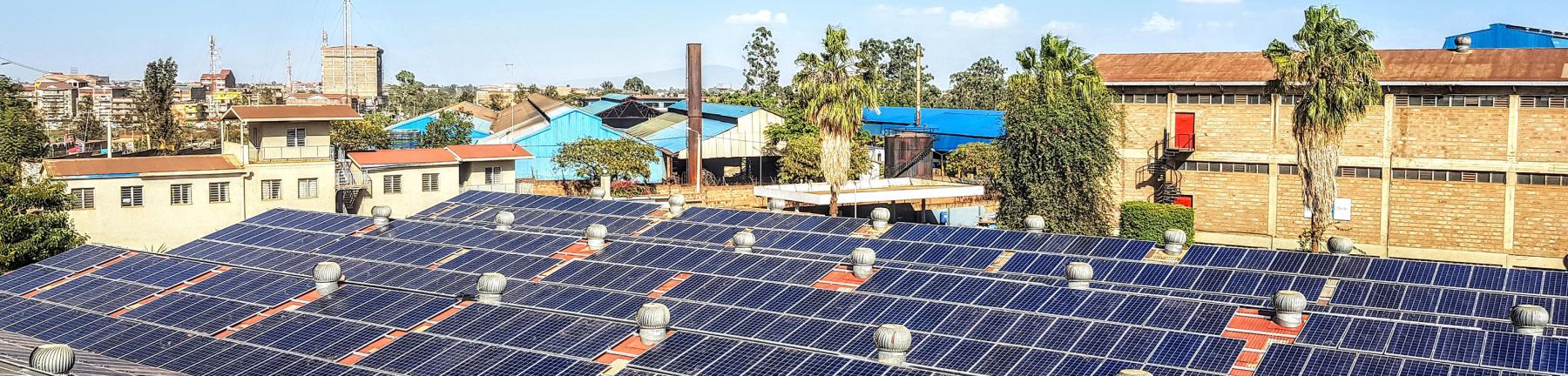 solar panels on roof of factory near Nairobi