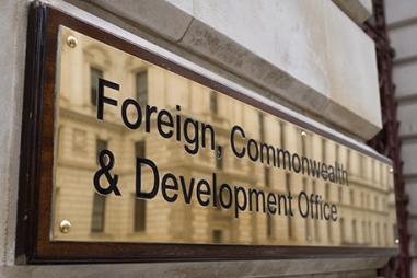 Photograph of the Foreign, Commonwealth and Development office sign